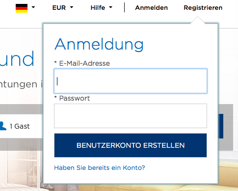 Die Anmeldung bei PointsHound ist super simpel 