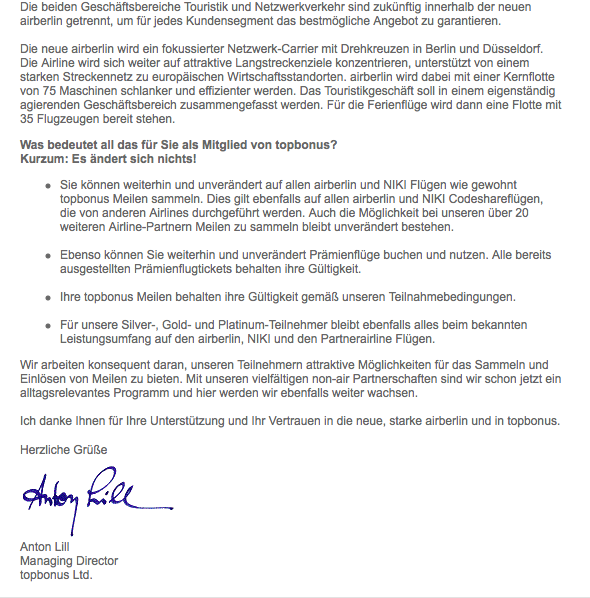 Eine Mail von Anton Lill über die Veränderungen bei topbonus