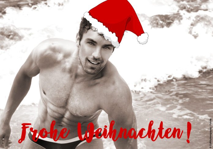 Frohe Weihnachten mann im wasser