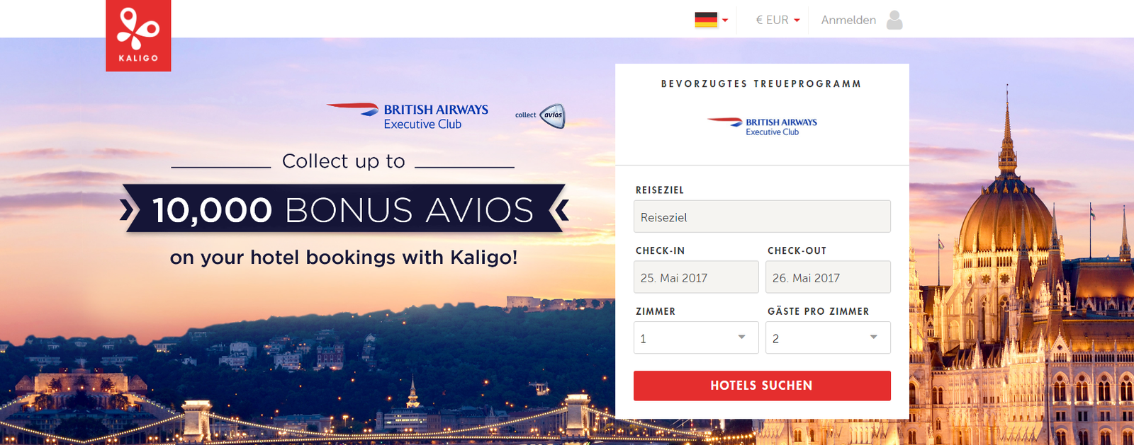 Prämienmeilen mit Kaligo