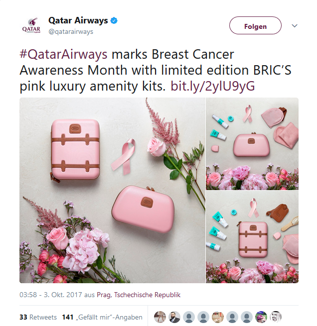 Qatar Airways den Brustkrebs