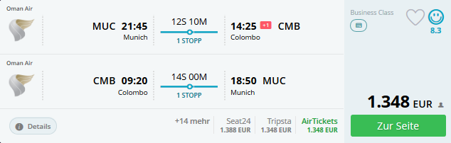 Nur heute 50% günstiger: Jetzt die Business Class von Oman Air günstig testen