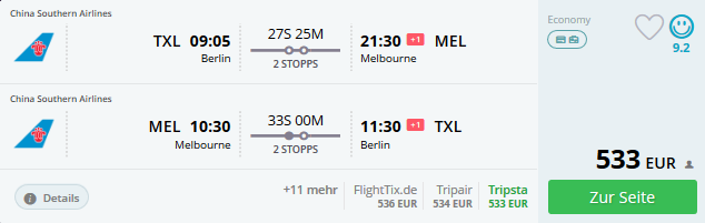 Günstig nach Australien