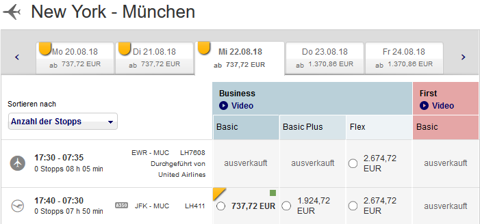 Lufthansa Business Class günstig