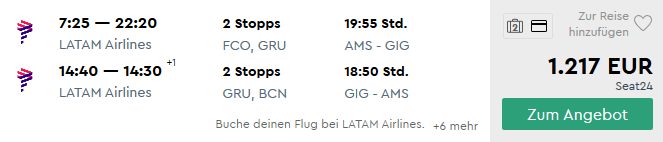 Business Class nach Südamerika