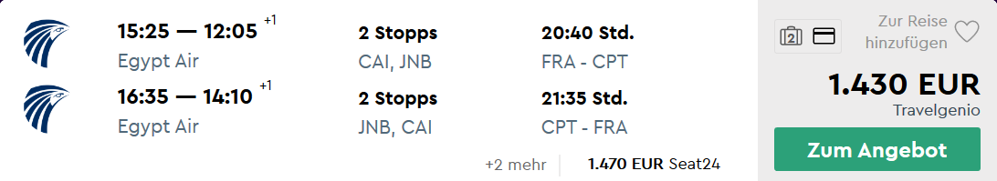 Frankfurt nach Südafrika