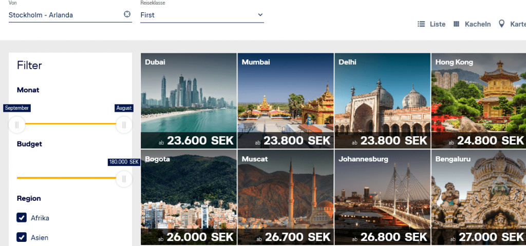 Lufthansa und Swiss First Class Sale