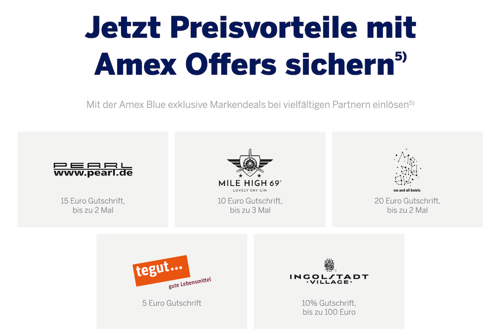 Amex Offers Rabatte mit Amex Blue Kreditkarte