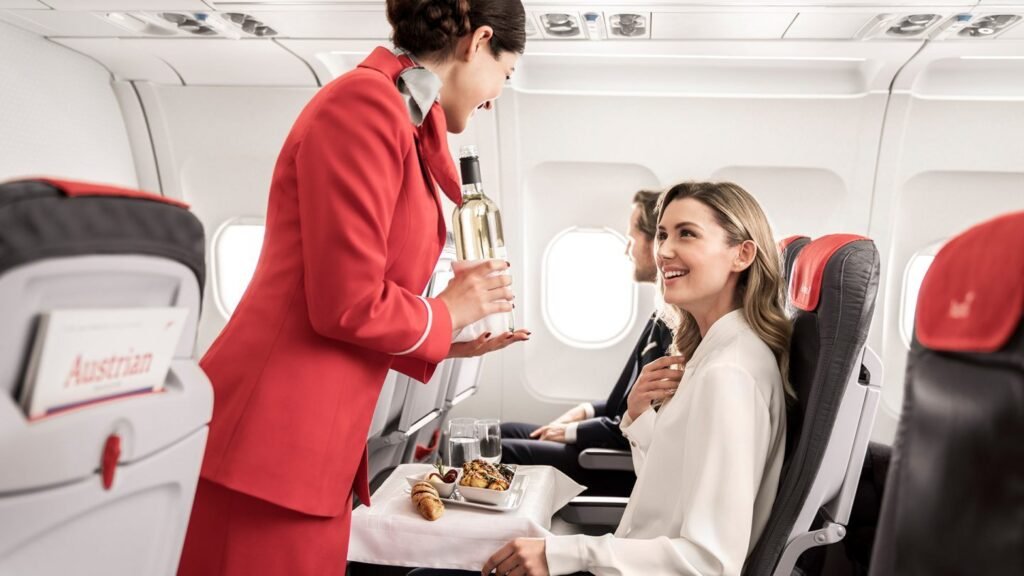 Typische österreichische Gerichte werden bei Austrian Airlines serviert