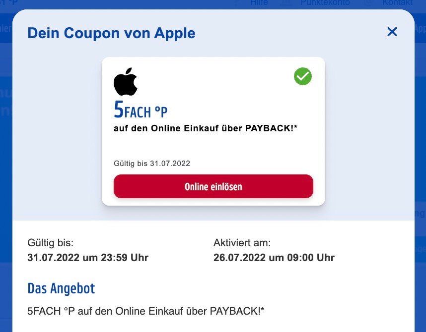 Payback Punkte bei Apple