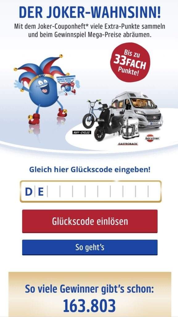 Payback Joker 2022 code eingeben