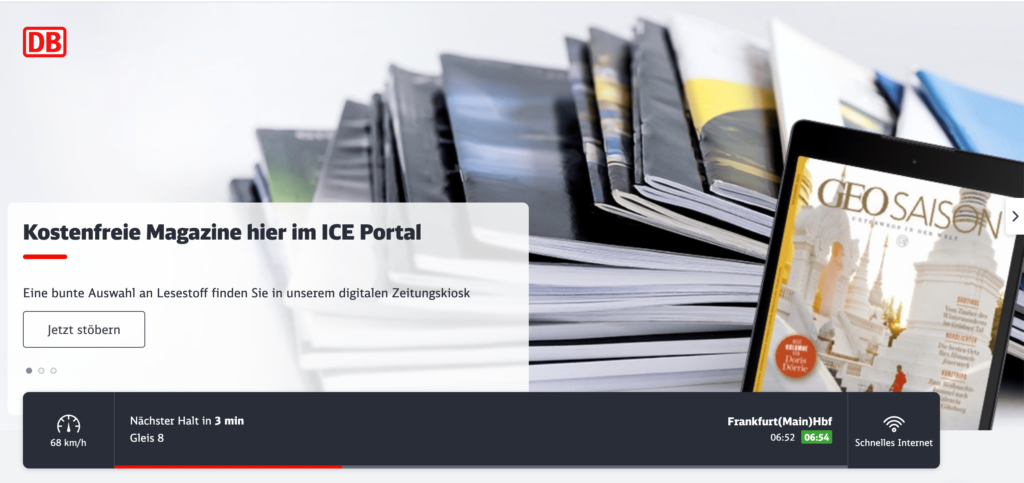 ICE Portal Kostenfreie Magazine