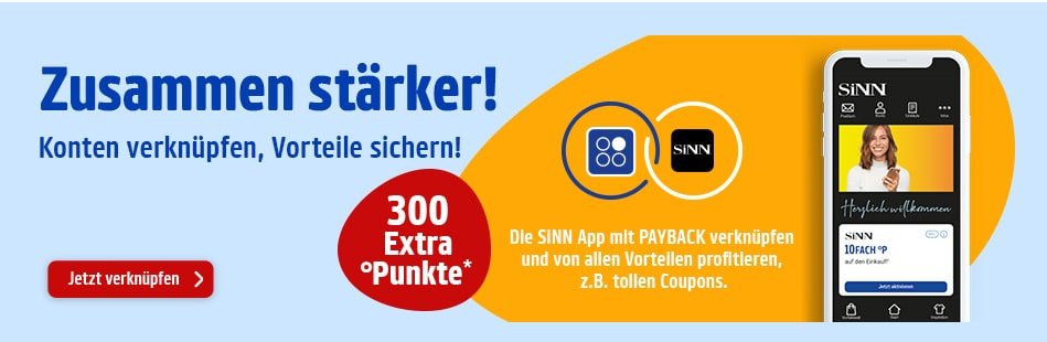 300 Payback Punkte für die SiNN App Verknüpfung.