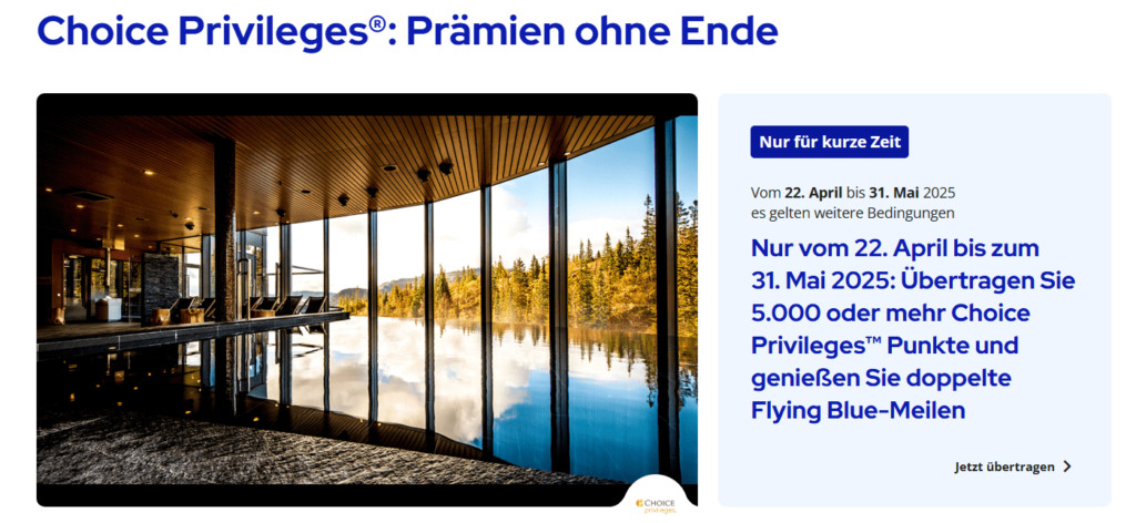 Choice Punkte zu Flying Blue zu transferieren, lohnt sich jetzt doppelt