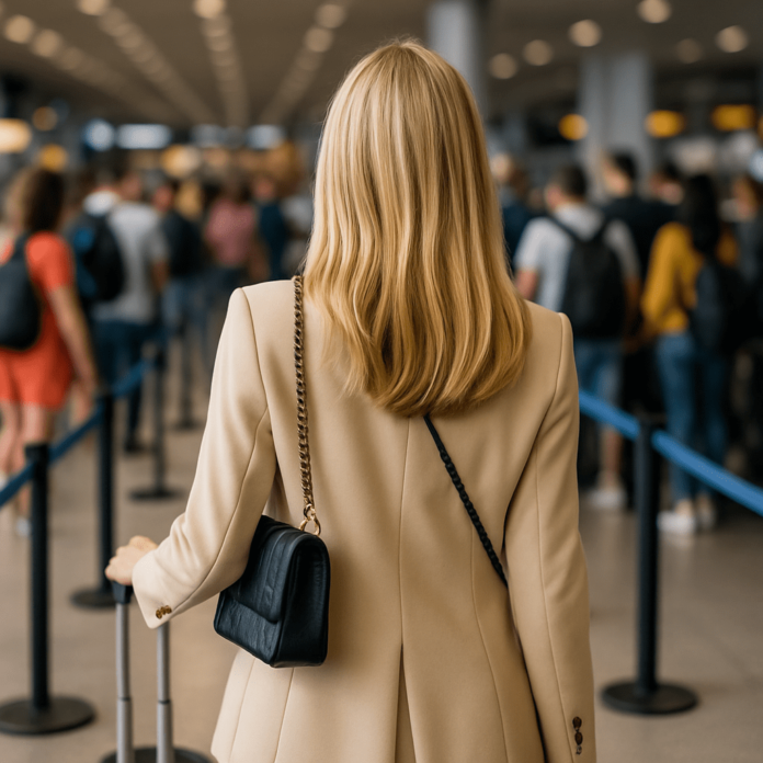 frau-am-flughafen-handgepaeck-min EU erwägt Handgepäck-Gebühren: Kommt bald der Aufpreis fürs Bordgepäck? Was sich für Fluggäste 2025 ändern könnte.