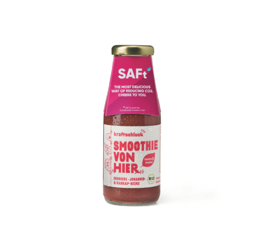 Eurowings SAFt Smoothie: 19,50 € für Klimaschutz in der Flasche Eurowings verkauft den neuen SAF Smoothie für 19,50 Euro. Mit dem Kauf sollen CO₂-Emissionen reduziert und Klimaprojekte unterstützt werden.