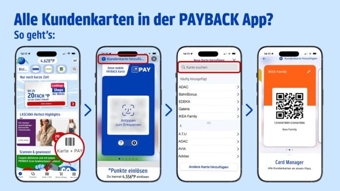 Neben der PAYBACK Karte lassen sich ab sofort auch andere Kundenkarten digital speichern.