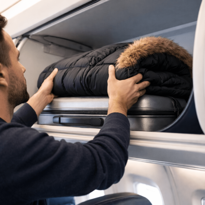 jacke-im-flugzeug-handgepaeckfach-min Jacke im Flugzeug ablegen kann unhygienisch sein. Warum das Handgepäckfach keine gute Idee ist und was besser funktioniert.