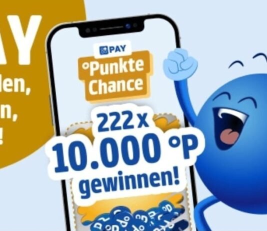 PAYBACK PAY „Punktechance“ mit 222 Mal 10.000 Punkten Bei jeder PAY-Zahlung gibt es im Juni ein digitales Los mit Extra-Punkten.