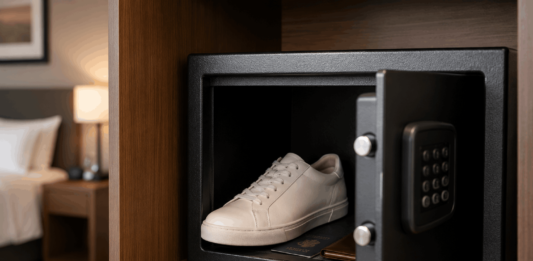 Reisetrick: Darum gehört ein Schuh in den Hotelsafe Flugbegleiter schwören auf diesen einfachen Hotelsafe-Trick.