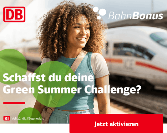 BahnBonus Green Summer Challenge gestartet Die BahnBonus Green Summer Challenge belohnt ausgewählte Teilnehmer mit zusätzlichen Prämienpunkten. Bildquelle: BahnBonus