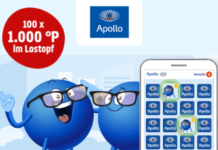 Apollo PAYBACK Gewinnspiel mit Extra-Punkten Gewinne einen Ăśberraschungscoupon und sichere dir die Chance auf 1.000 Extra-Punkte.