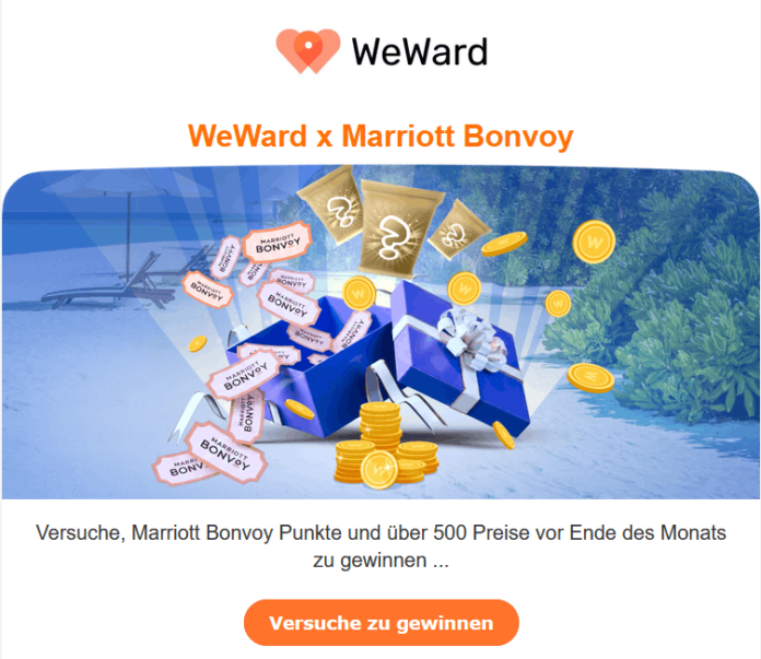 Beim WeWard Gewinnspiel warten 500 Preise, darunter bis zu 70.000 Marriott Bonvoy Punkte. Bildquelle: WeWard
