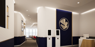Neue Air France Lounge in Frankfurt eröffnet Die neue Air France Lounge am Flughafen Frankfurt ist ab sofort geöffnet und bietet französisches Flair. Air France lounge FRA © Wings Architects