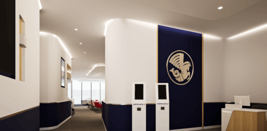 Neue Air France Lounge in Frankfurt eröffnet Die neue Air France Lounge am Flughafen Frankfurt ist ab sofort geöffnet und bietet französisches Flair. Air France lounge FRA © Wings Architects