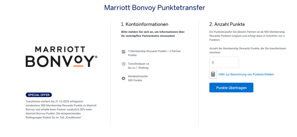 Amex Punkte zu Marriott Bonvoy übertragen mit 30 % Bonus