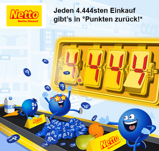Payback_Netto_Aktion Jeder 4.444. Einkauf bei Netto kann dir den Einkaufswert in Punkten zurĂĽckbringen.