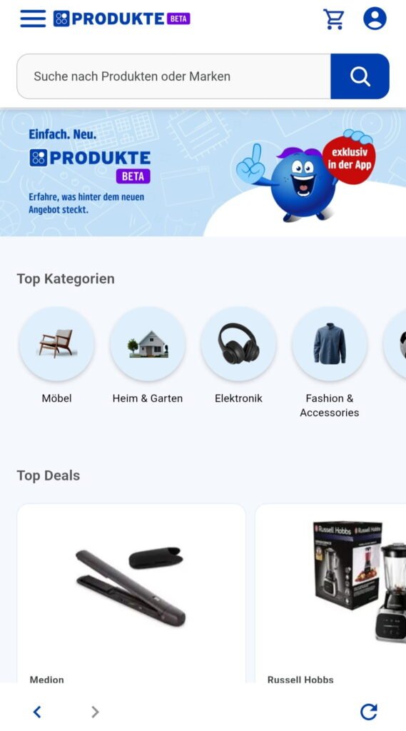 In der PAYBACK App findest du unter PAYBACK Produkte Kategorien wie Möbel, Elektronik und Top Deals.
