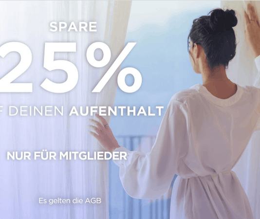 Wyndham Rewards Angebot bringt bis zu 25 % Rabatt Bis zu 25 Prozent Rabatt für Hotelbuchungen. Bils: © 2026 Wyndham Rewards
