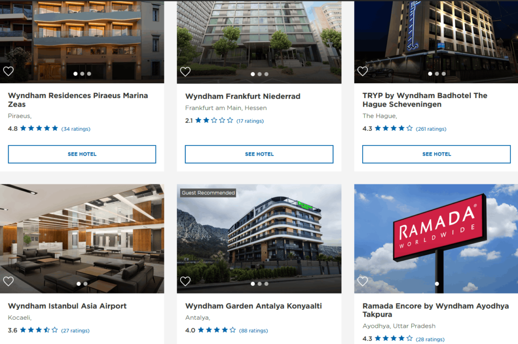 Einige der an der Aktion teilnehmenden Wyndham Hotels